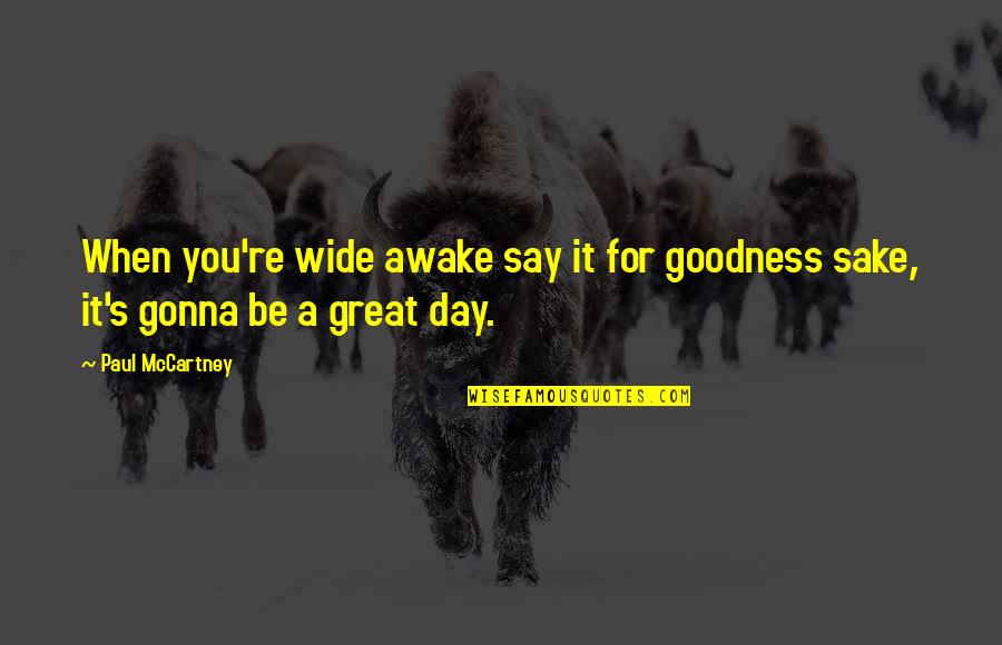 Ray The Magic Of Ordinary Days Quotes By Paul McCartney: When you're wide awake say it for goodness