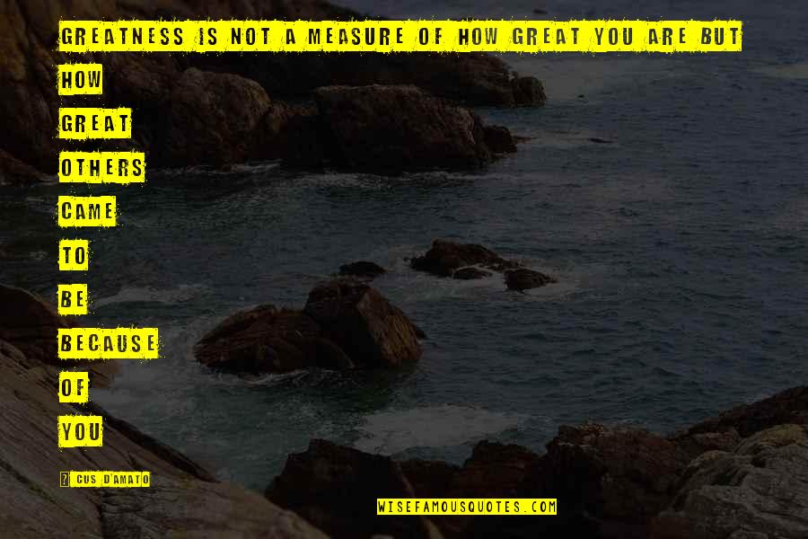 Raylarae Quotes By Cus D'Amato: Greatness is not a measure of how great