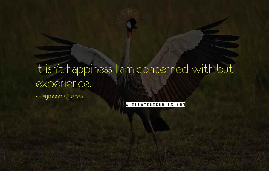 Raymond Queneau quotes: It isn't happiness I am concerned with but experience.