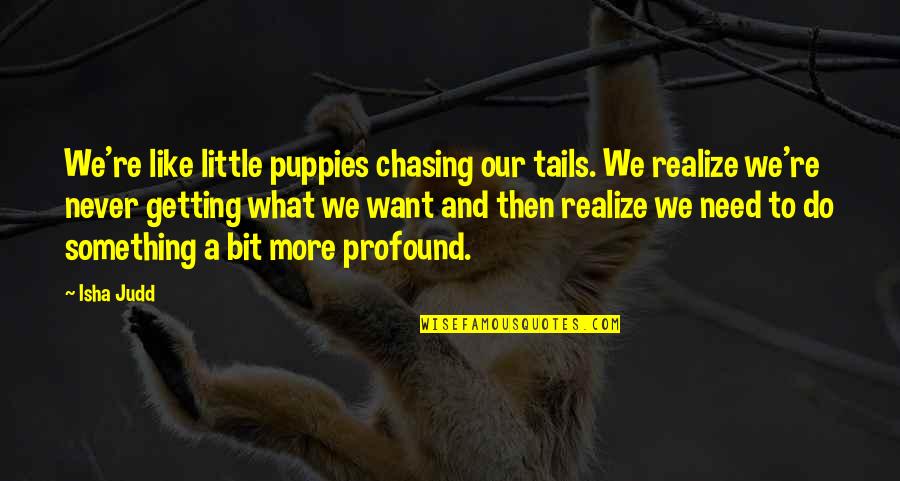 Raynald Huot Quotes By Isha Judd: We're like little puppies chasing our tails. We Raynald Huot Quotes By Isha Judd: We're like little puppies chasing our tails. We