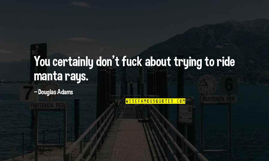 Rays Quotes By Douglas Adams: You certainly don't fuck about trying to ride