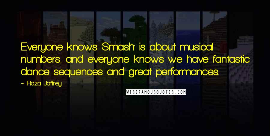 Raza Jaffrey quotes: Everyone knows 'Smash' is about musical numbers, and everyone knows we have fantastic dance sequences and great performances.