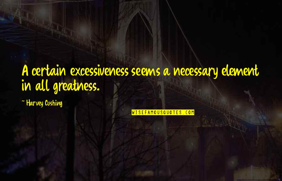 Raziel Soul Quotes By Harvey Cushing: A certain excessiveness seems a necessary element in Raziel Soul Quotes By Harvey Cushing: A certain excessiveness seems a necessary element in