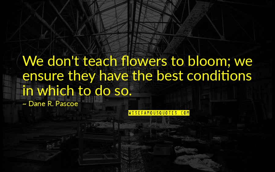 Razzle Quotes By Dane R. Pascoe: We don't teach flowers to bloom; we ensure