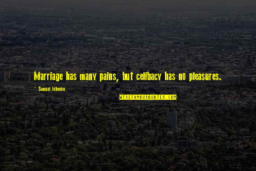 Razzle Quotes By Samuel Johnson: Marriage has many pains, but celibacy has no
