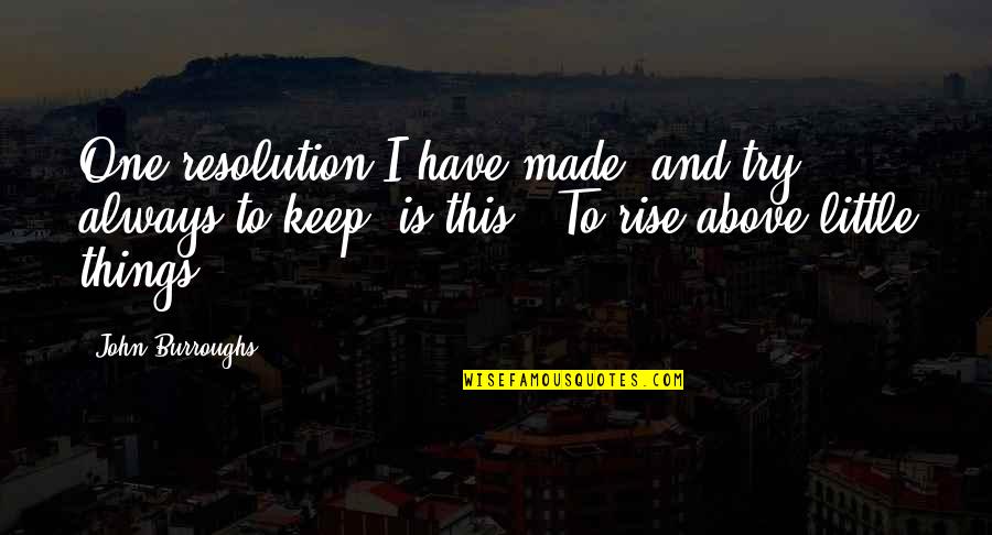 Rclbeauty101 Quotes By John Burroughs: One resolution I have made, and try always