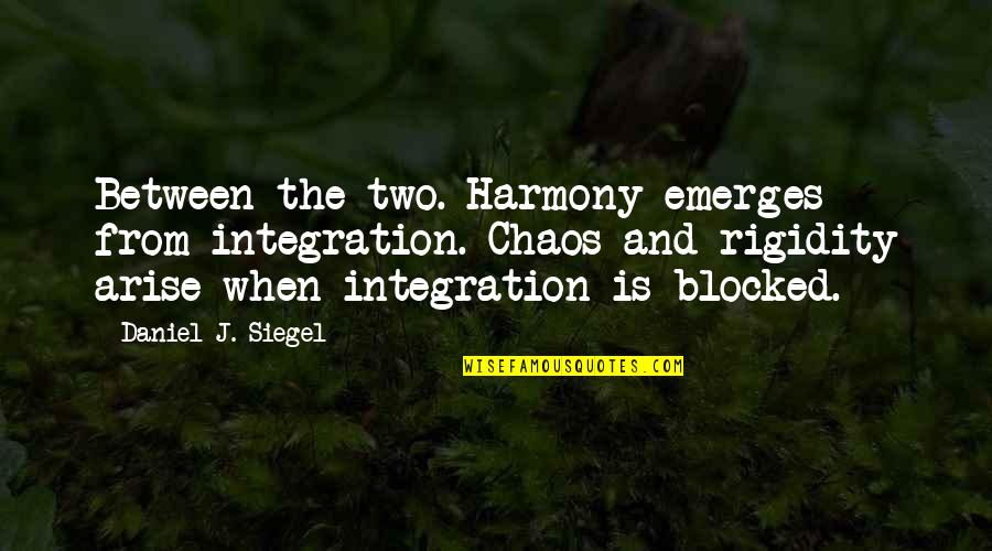 Re Blocked Quotes By Daniel J. Siegel: Between the two. Harmony emerges from integration. Chaos Re Blocked Quotes By Daniel J. Siegel: Between the two. Harmony emerges from integration. Chaos