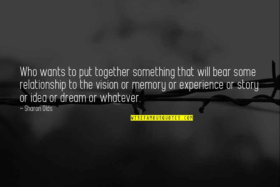 Re Experience Memories Quotes By Sharon Olds: Who wants to put together something that will