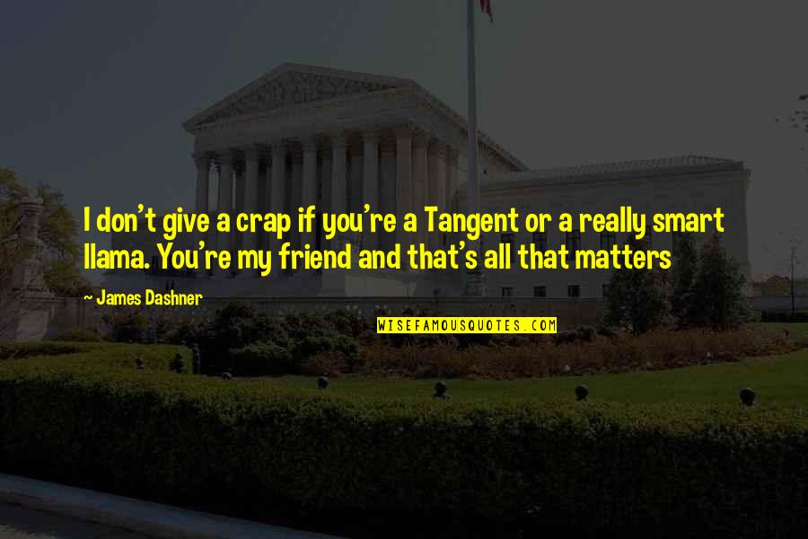 Re Friend Quotes By James Dashner: I don't give a crap if you're a Re Friend Quotes By James Dashner: I don't give a crap if you're a