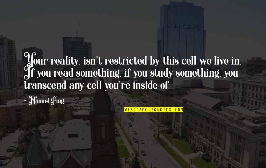 Re Read Quotes By Manuel Puig: Your reality, isn't restricted by this cell we