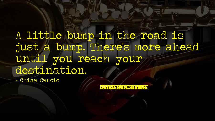 Reach Destination Quotes By China Cancio: A little bump in the road is just Reach Destination Quotes By China Cancio: A little bump in the road is just