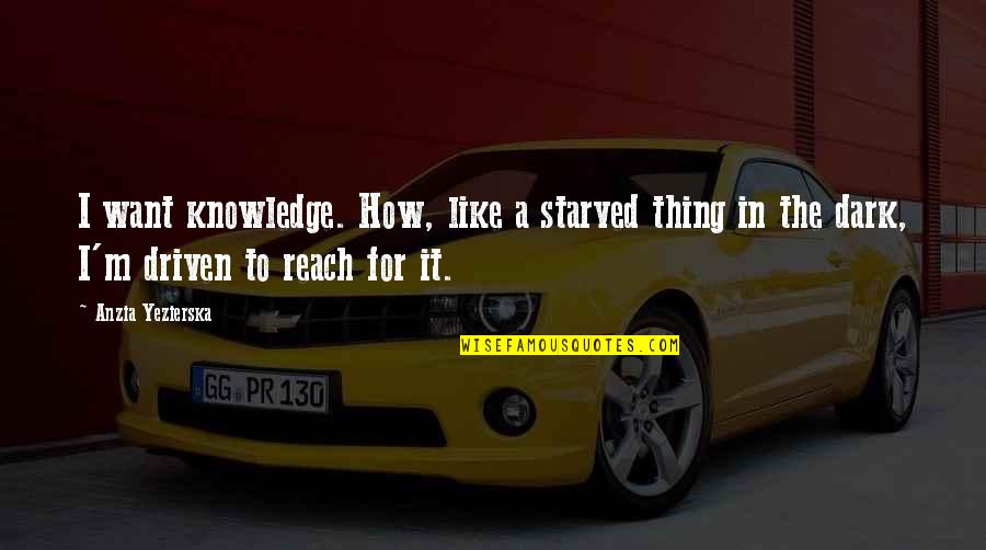Reach For It Quotes By Anzia Yezierska: I want knowledge. How, like a starved thing