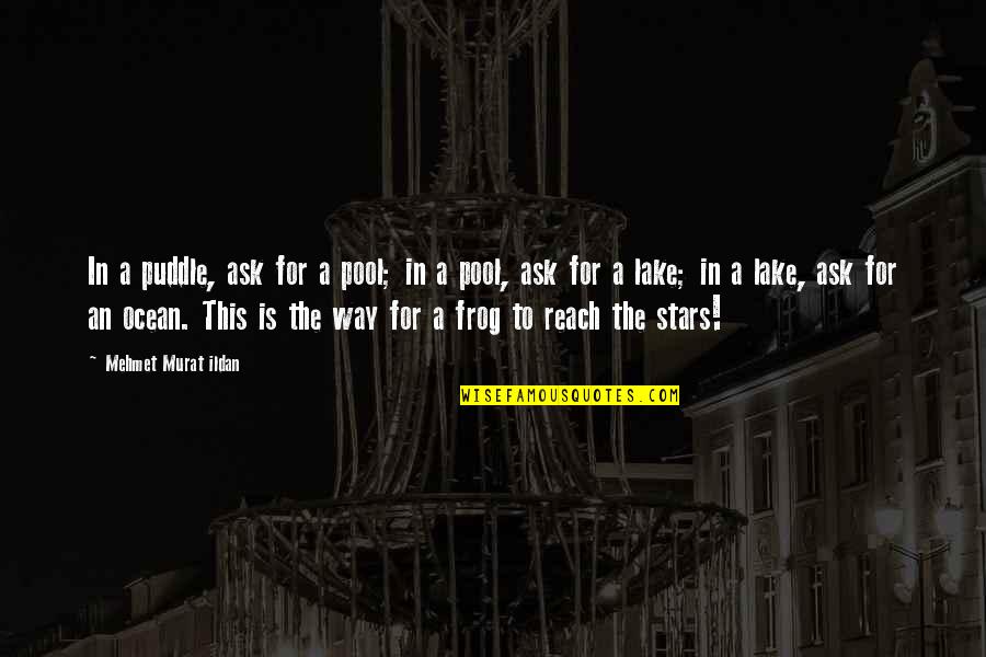 Reach For Stars Quotes By Mehmet Murat Ildan: In a puddle, ask for a pool; in Reach For Stars Quotes By Mehmet Murat Ildan: In a puddle, ask for a pool; in