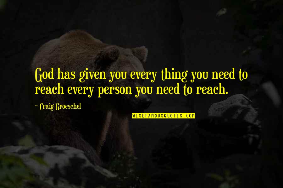 Reach Out To Those In Need Quotes By Craig Groeschel: God has given you every thing you need