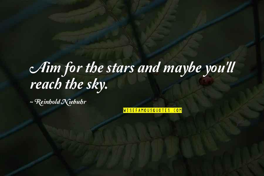 Reach To Sky Quotes By Reinhold Niebuhr: Aim for the stars and maybe you'll reach Reach To Sky Quotes By Reinhold Niebuhr: Aim for the stars and maybe you'll reach