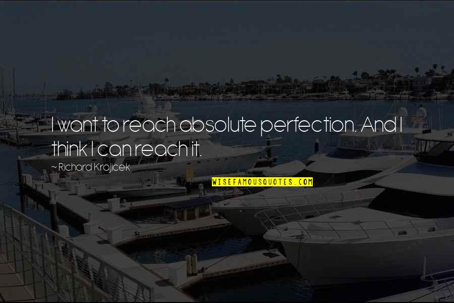Reach'd Quotes By Richard Krajicek: I want to reach absolute perfection. And I Reach'd Quotes By Richard Krajicek: I want to reach absolute perfection. And I