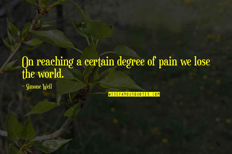 Reaching Out To You Quotes By Simone Weil: On reaching a certain degree of pain we Reaching Out To You Quotes By Simone Weil: On reaching a certain degree of pain we