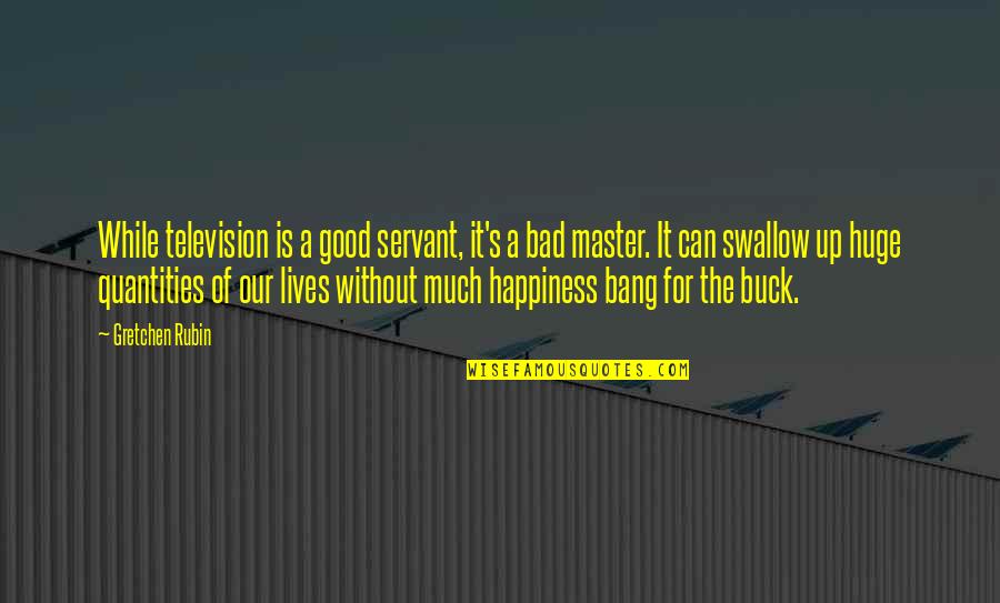 Reaching The Peak Quotes By Gretchen Rubin: While television is a good servant, it's a Reaching The Peak Quotes By Gretchen Rubin: While television is a good servant, it's a
