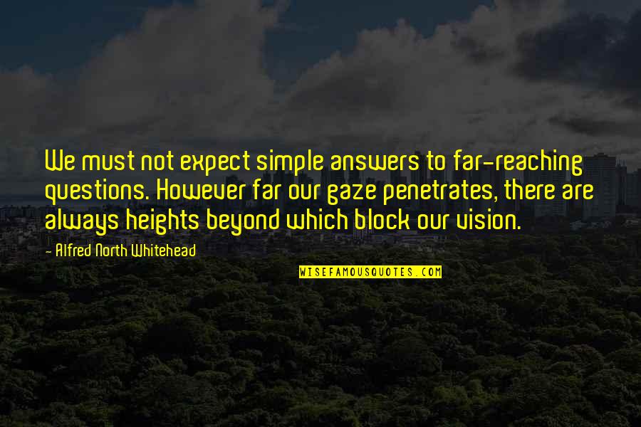 Reaching Up Quotes By Alfred North Whitehead: We must not expect simple answers to far-reaching