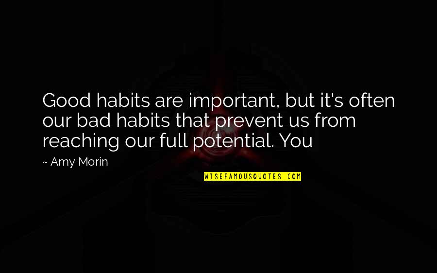 Reaching Your Full Potential Quotes By Amy Morin: Good habits are important, but it's often our Reaching Your Full Potential Quotes By Amy Morin: Good habits are important, but it's often our