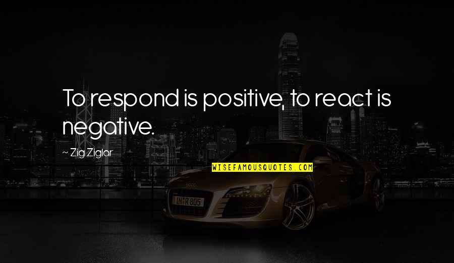 React And Respond Quotes By Zig Ziglar: To respond is positive, to react is negative. React And Respond Quotes By Zig Ziglar: To respond is positive, to react is negative.