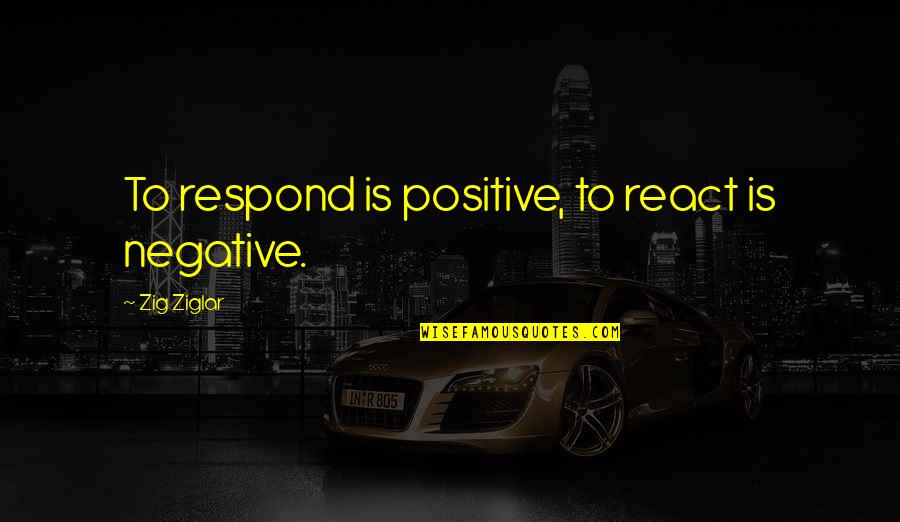 React Or Respond Quotes By Zig Ziglar: To respond is positive, to react is negative. React Or Respond Quotes By Zig Ziglar: To respond is positive, to react is negative.