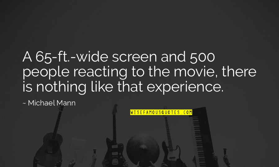 Reacting To Other People Quotes By Michael Mann: A 65-ft.-wide screen and 500 people reacting to