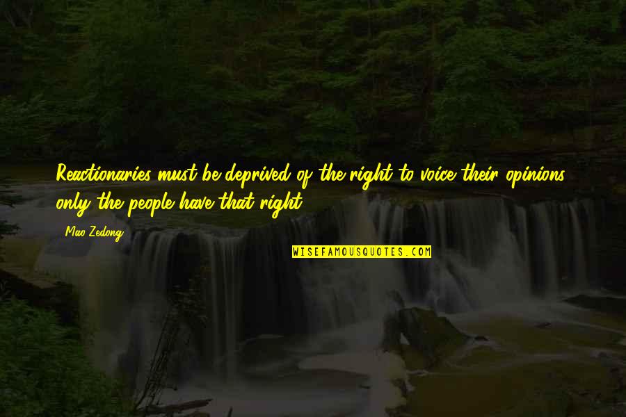 Reactionaries Quotes By Mao Zedong: Reactionaries must be deprived of the right to Reactionaries Quotes By Mao Zedong: Reactionaries must be deprived of the right to