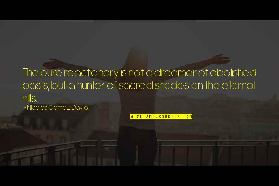 Reactionary's Quotes By Nicolas Gomez Davila: The pure reactionary is not a dreamer of Reactionary's Quotes By Nicolas Gomez Davila: The pure reactionary is not a dreamer of