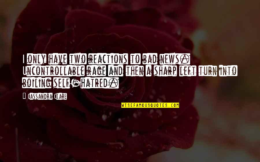 Reactions Quotes By Cassandra Clare: I only have two reactions to bad news.