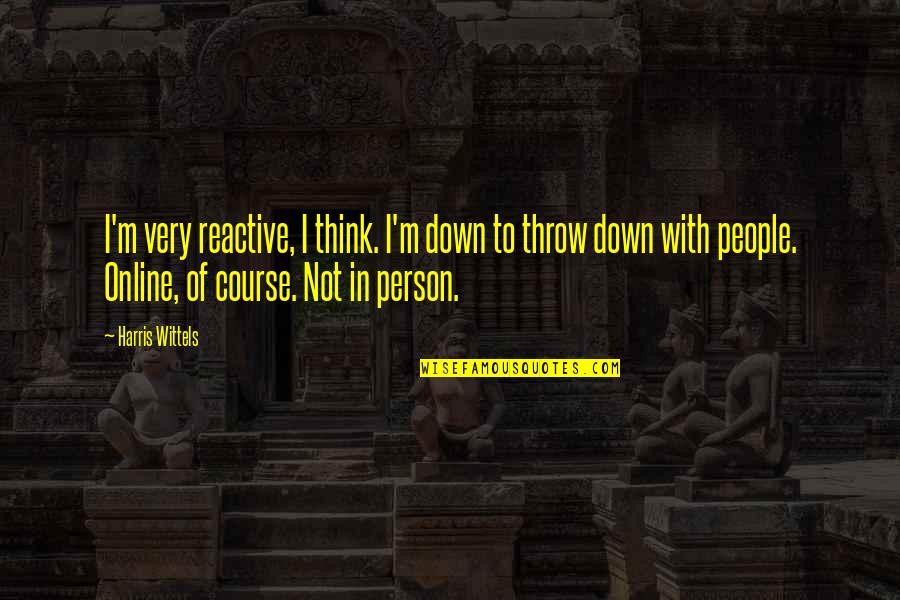 Reactive People Quotes By Harris Wittels: I'm very reactive, I think. I'm down to
