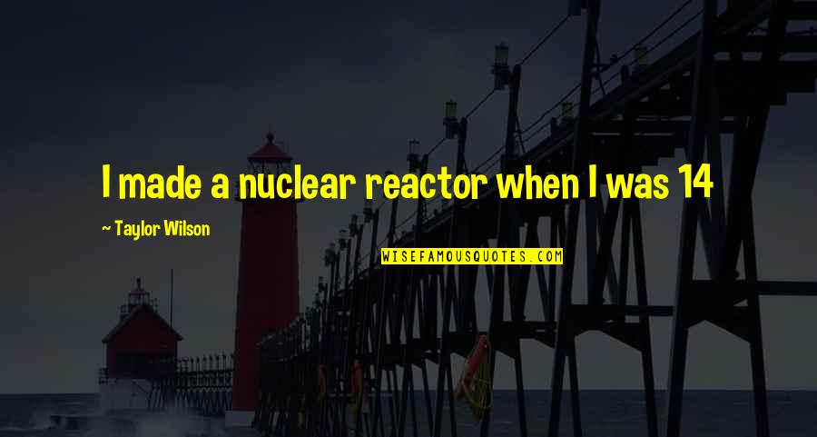 Reactor's Quotes By Taylor Wilson: I made a nuclear reactor when I was