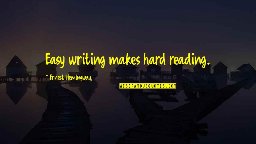 Reading Hemingway Quotes By Ernest Hemingway,: Easy writing makes hard reading.