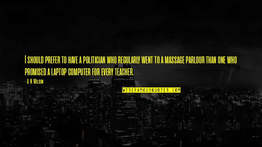 Reading Mental Toughness Quotes By A. N. Wilson: I should prefer to have a politician who