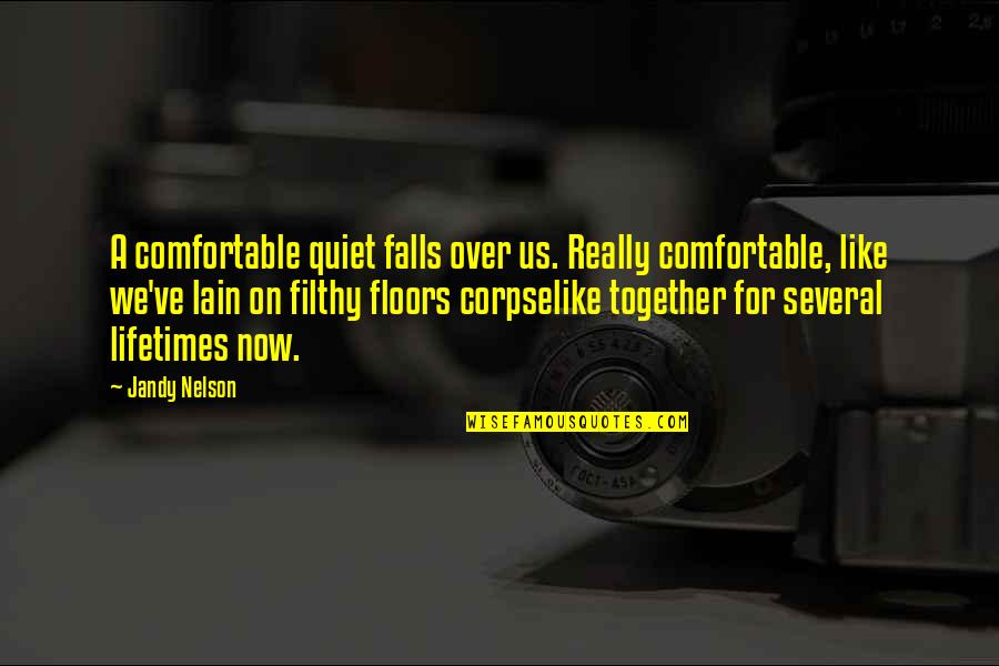 Reading Taxis Quotes By Jandy Nelson: A comfortable quiet falls over us. Really comfortable,