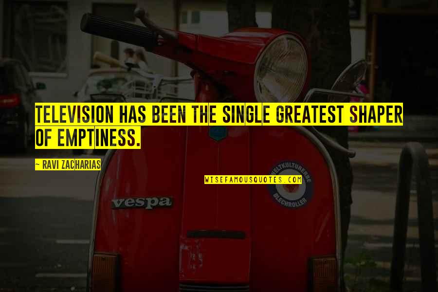 Ready For Tonight Quotes By Ravi Zacharias: Television has been the single greatest shaper of Ready For Tonight Quotes By Ravi Zacharias: Television has been the single greatest shaper of