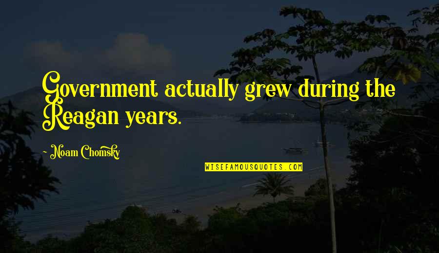 Reagan Quotes By Noam Chomsky: Government actually grew during the Reagan years. Reagan Quotes By Noam Chomsky: Government actually grew during the Reagan years.