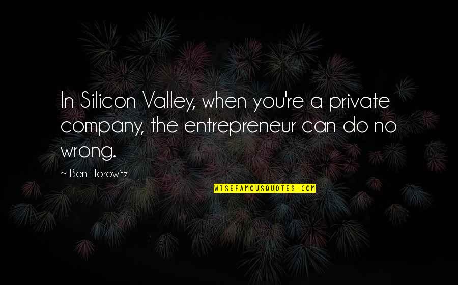 Reags Quotes By Ben Horowitz: In Silicon Valley, when you're a private company,