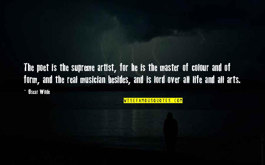 Real Artist Quotes By Oscar Wilde: The poet is the supreme artist, for he