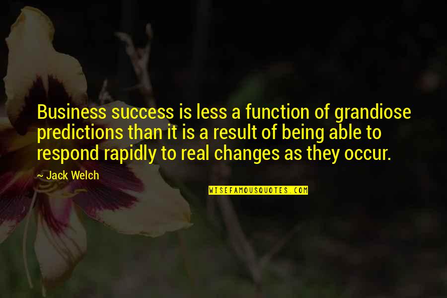 Real Business Quotes By Jack Welch: Business success is less a function of grandiose Real Business Quotes By Jack Welch: Business success is less a function of grandiose