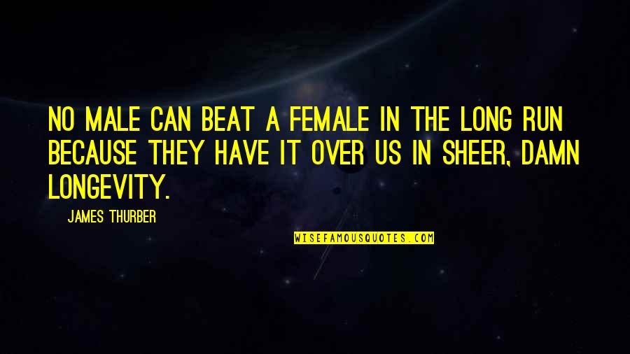 Real Feminism Quotes By James Thurber: No male can beat a female in the Real Feminism Quotes By James Thurber: No male can beat a female in the