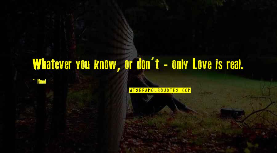 Real Love You Quotes By Rumi: Whatever you know, or don't - only Love