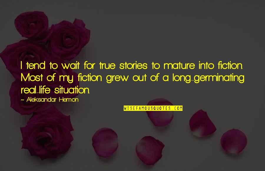 Real Mature Quotes By Aleksandar Hemon: I tend to wait for true stories to