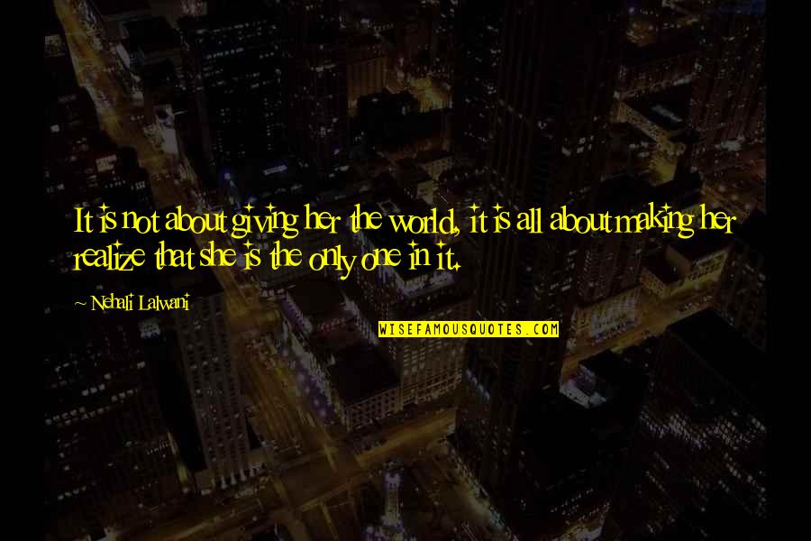 Real Quotes And Quotes By Nehali Lalwani: It is not about giving her the world, Real Quotes And Quotes By Nehali Lalwani: It is not about giving her the world,