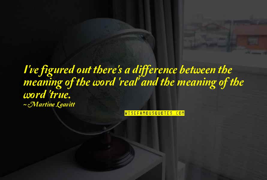 Real True Quotes By Martine Leavitt: I've figured out there's a difference between the