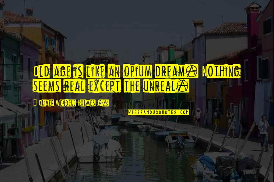 Real Unreal Quotes By Oliver Wendell Holmes Jr.: Old age is like an opium dream. Nothing