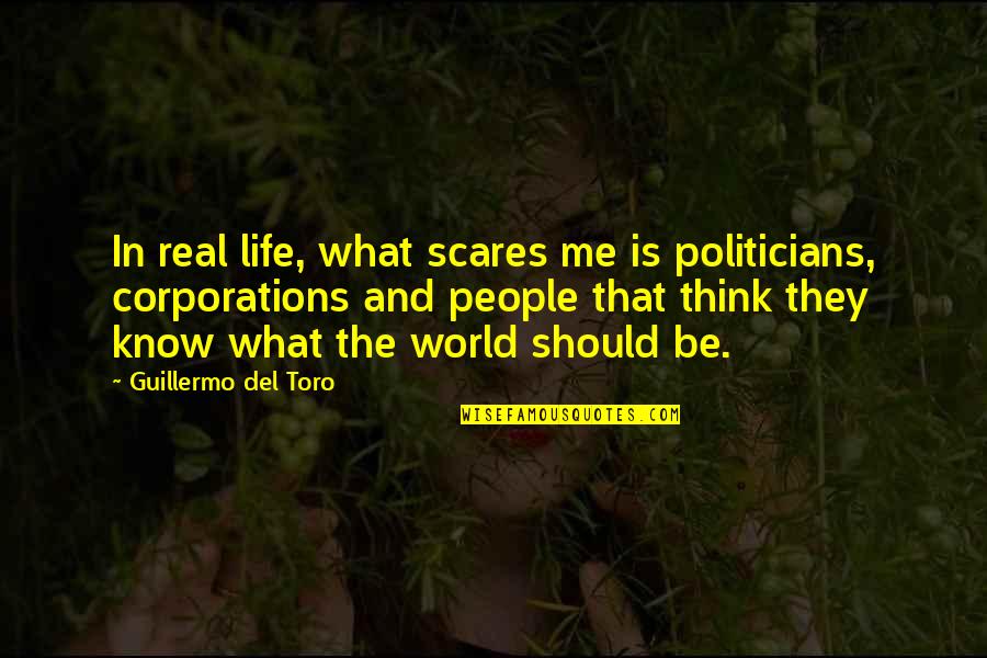 Real World Life Quotes By Guillermo Del Toro: In real life, what scares me is politicians,