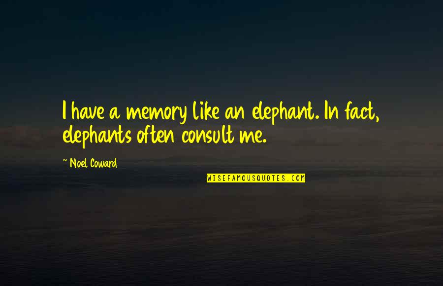 Real World Quotes Quotes By Noel Coward: I have a memory like an elephant. In