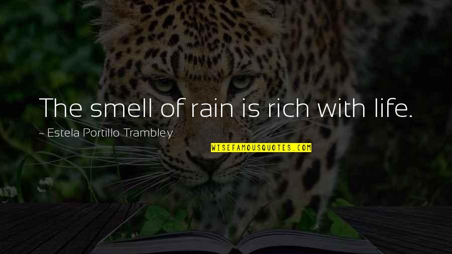 Realisable Quotes By Estela Portillo Trambley: The smell of rain is rich with life.