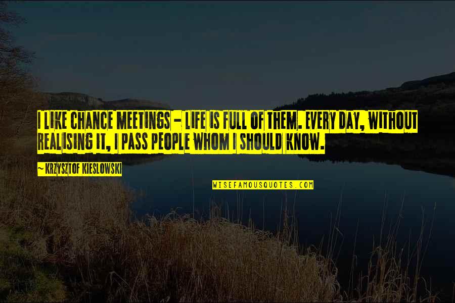 Realising Quotes By Krzysztof Kieslowski: I like chance meetings - life is full Realising Quotes By Krzysztof Kieslowski: I like chance meetings - life is full